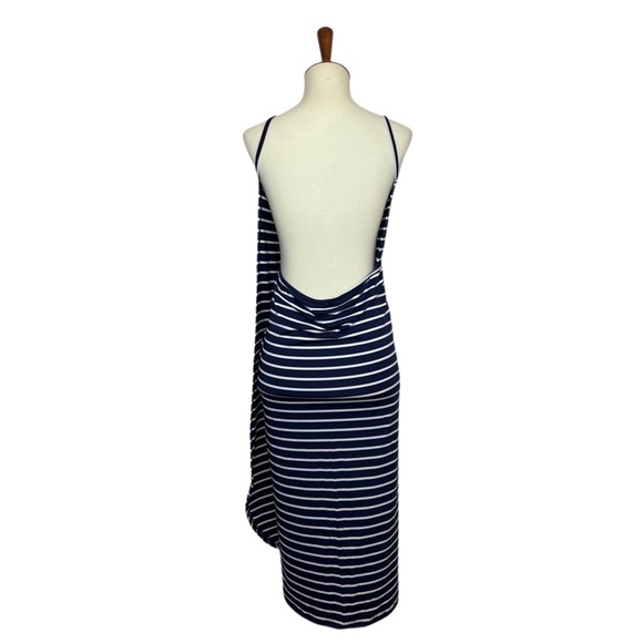 Sexy Navy & White Stripe Sling Beach Wrap Dress Coverup - Picture 8 of 11